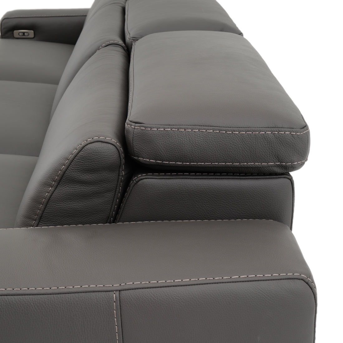 Warley Leather Reclining Sofa Light Grey