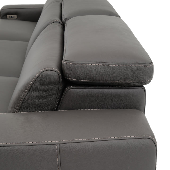 Warley Leather Reclining Sofa Light Grey