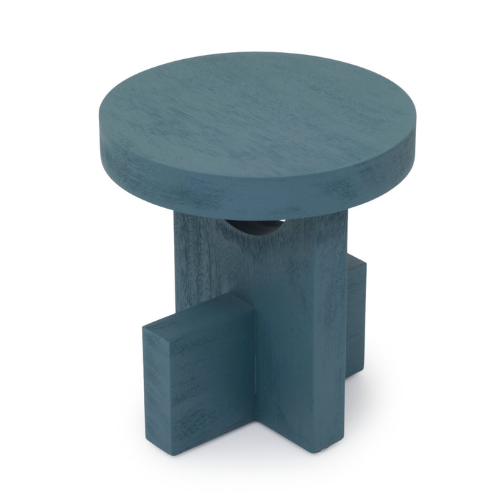 Siya Wood Accent Table Light Blue