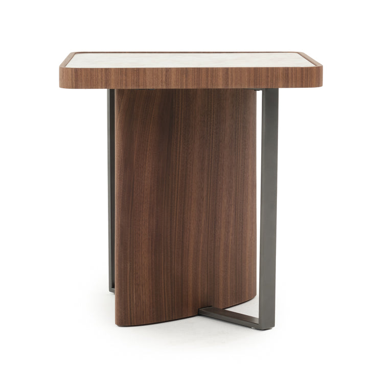 Evana Ceramic End Table Dark Brown
