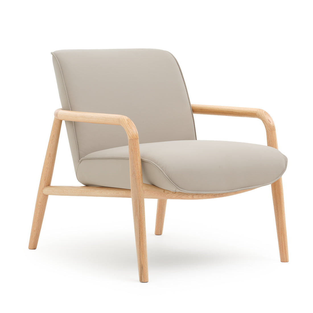 Nagoya Leather Accent Chair Light Grey