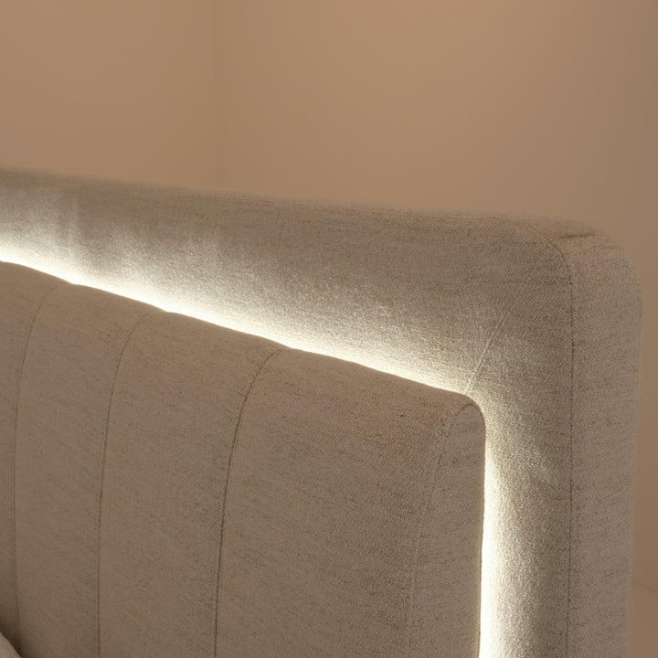 Elisha Fabric King Bed Beige