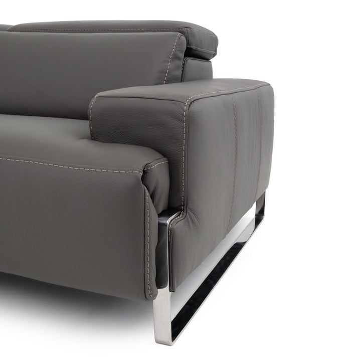 Warley Leather Reclining Sofa Light Grey