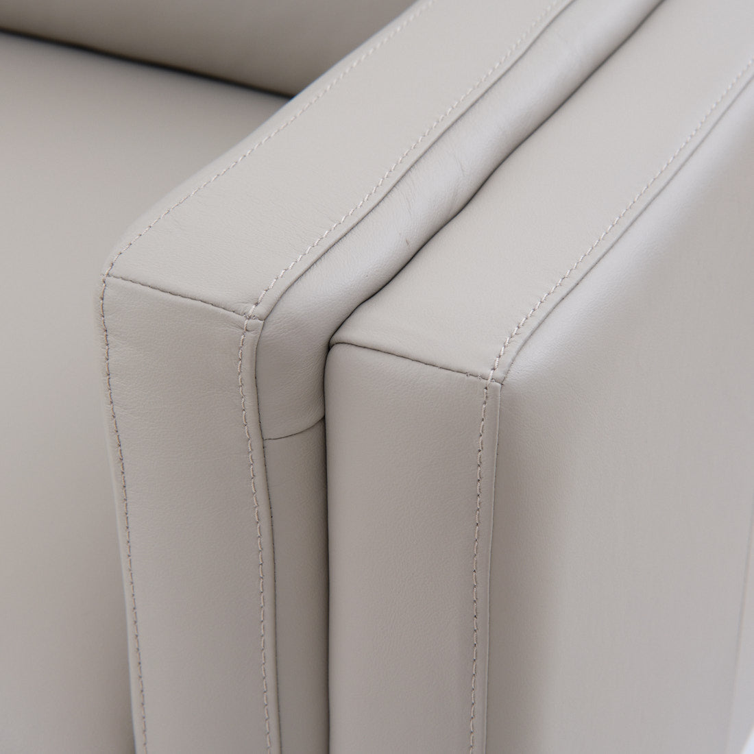 Everly Leather Sofa Light Grey