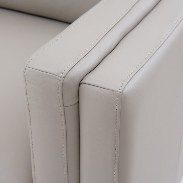 Everly Leather Sofa Light Grey
