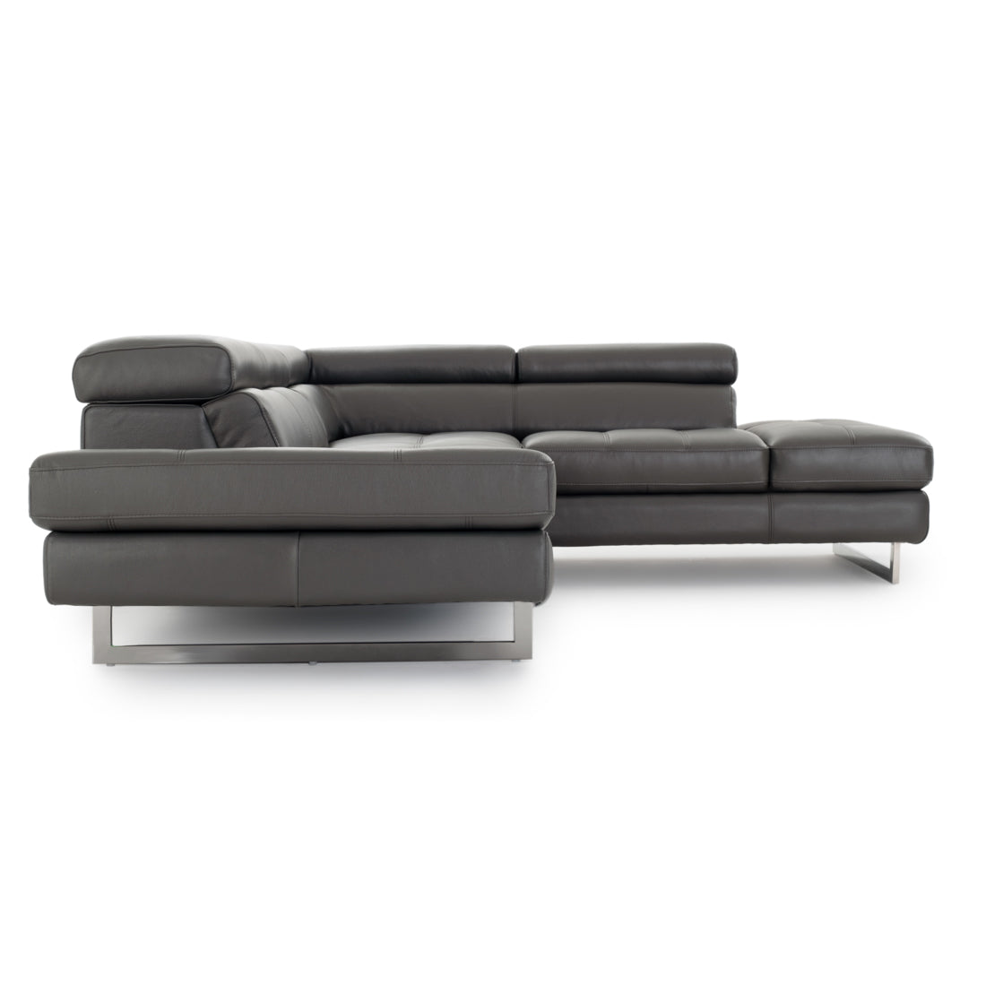 Rockland Leather Sectional Sofa Dark Grey