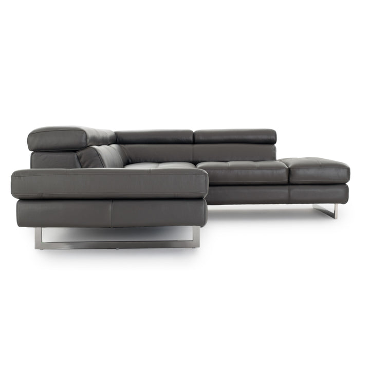 Rockland Leather Sectional Sofa Dark Grey
