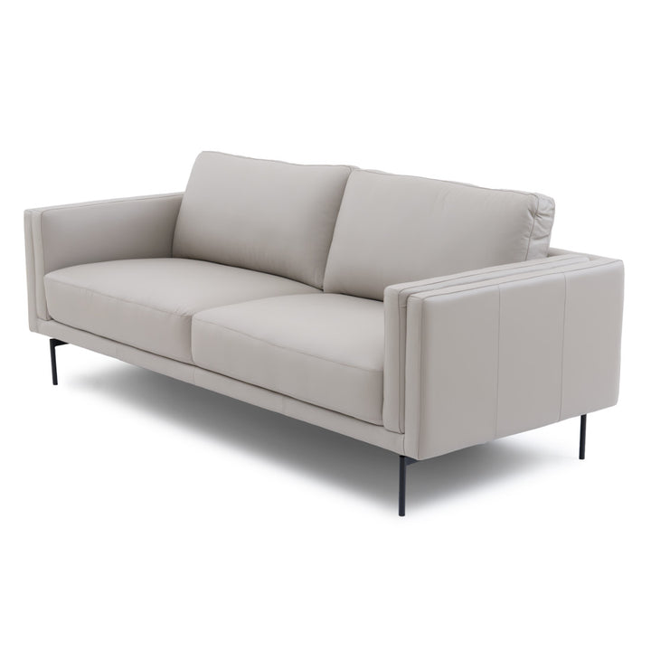 Everly Leather Sofa Light Grey