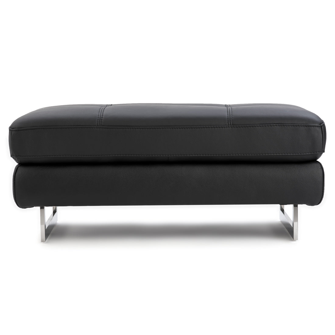 Rockland Leather Ottoman Black
