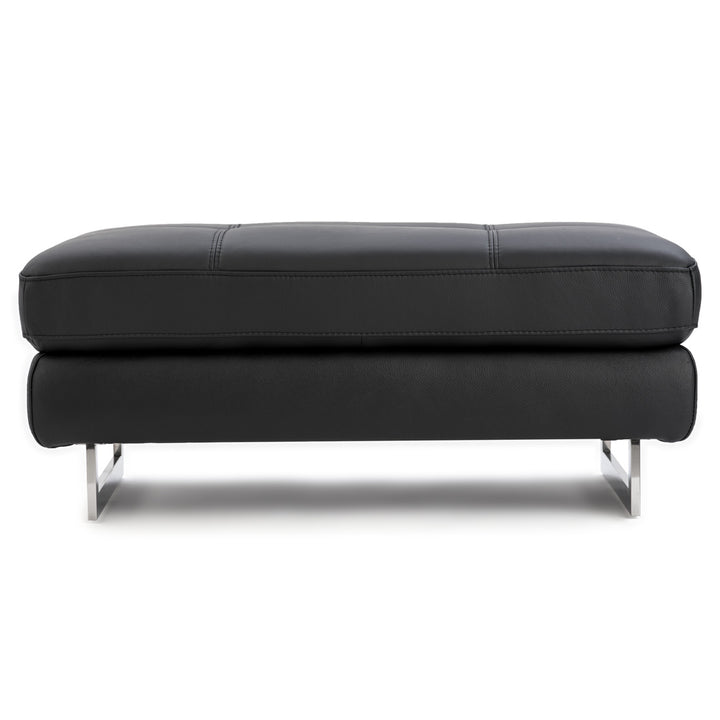 Rockland Leather Ottoman Black