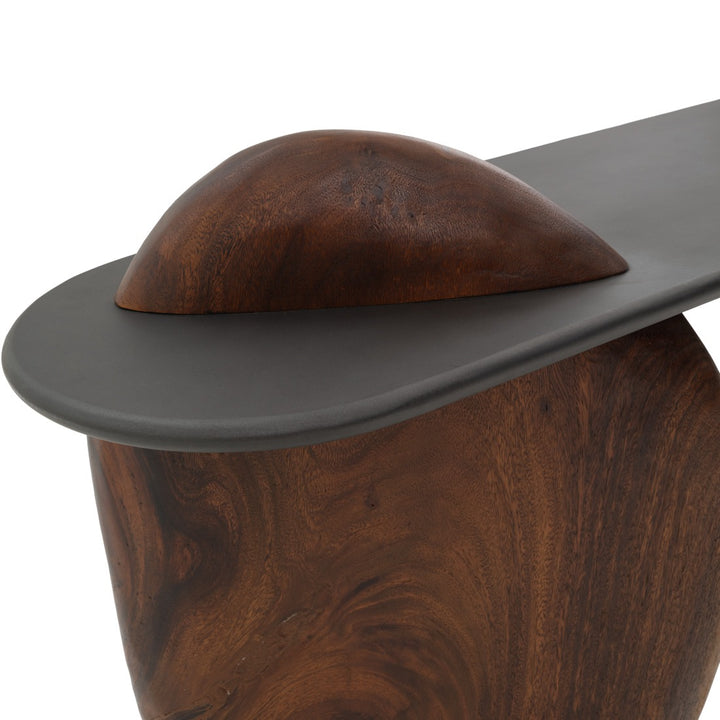 Natera Wood Console Table Dark Brown