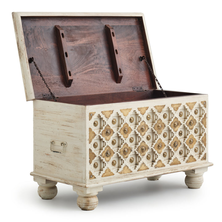 Navya Wood Accent Table Off White