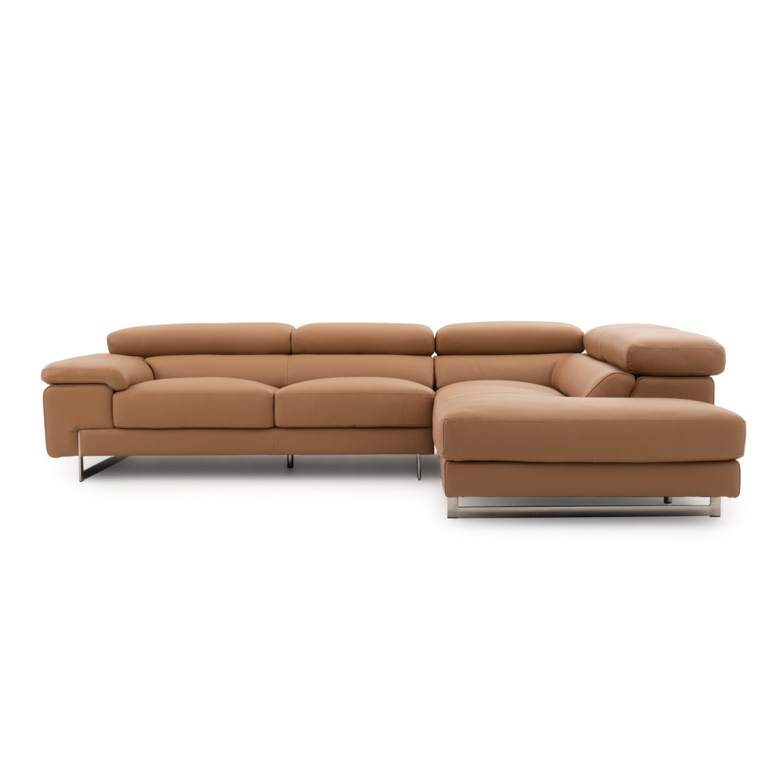 Waller Leather Sectional Sofa Cognac