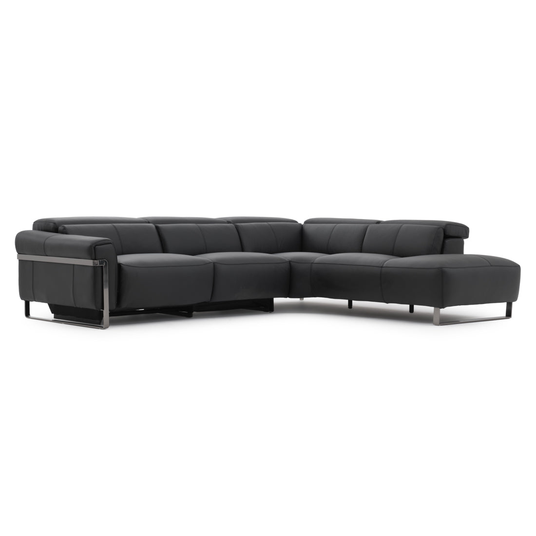 Wilberta Leather Sectional Sofa Black