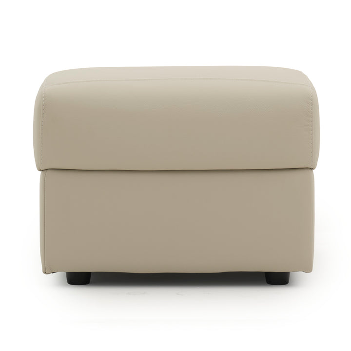 Wessa Leather Ottoman with Storage Beige