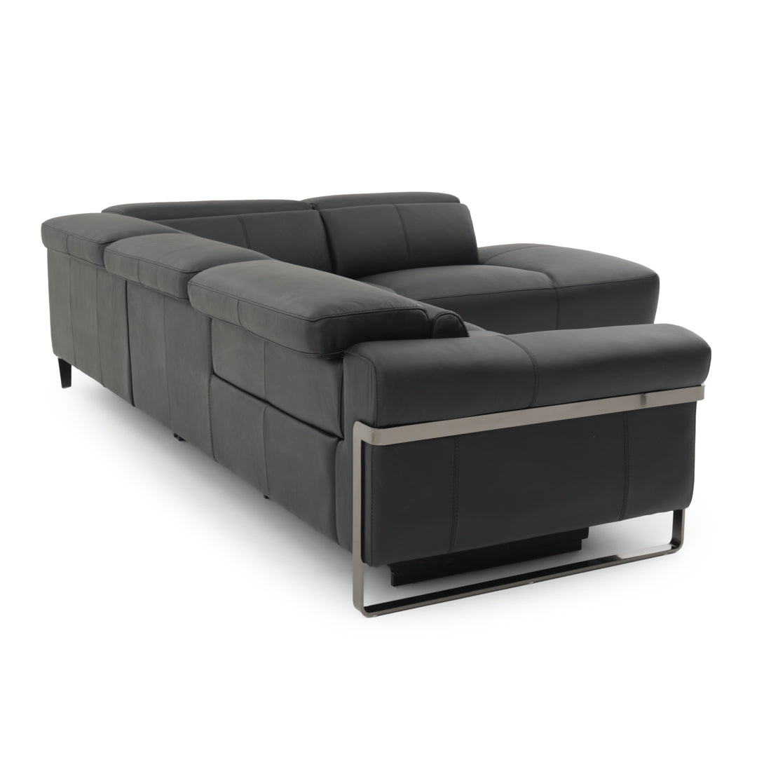 Wilberta Leather Sectional Sofa Black