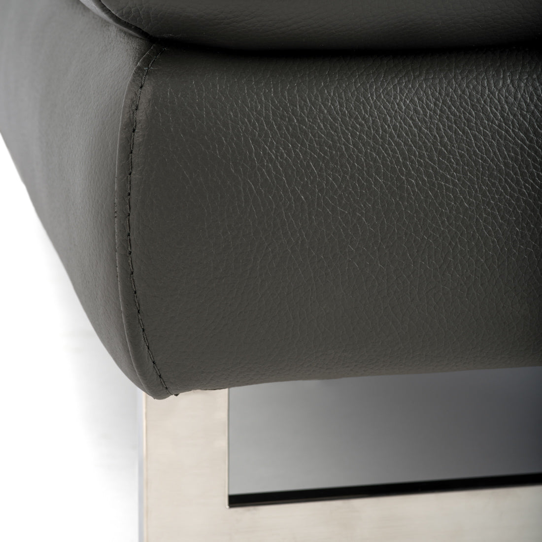 Rockland Leather Ottoman Dark Grey