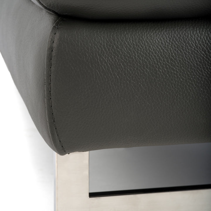 Rockland Leather Ottoman Dark Grey