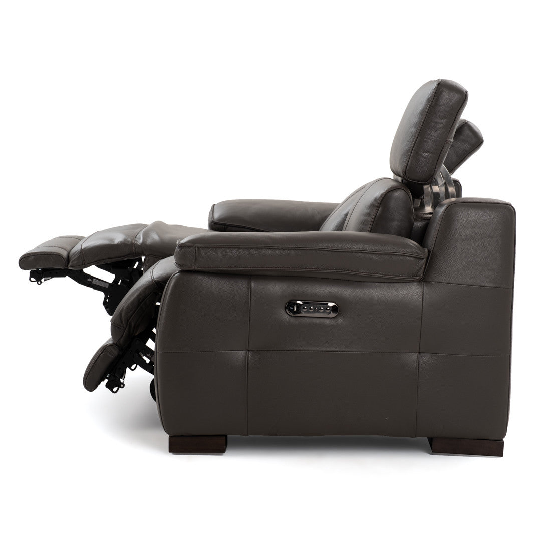 Nova Leather Reclining Loveseat Dark Grey
