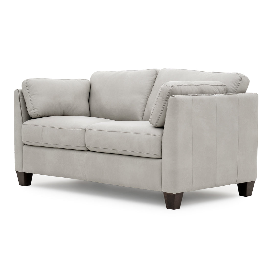 Neal Leather Loveseat Light Grey