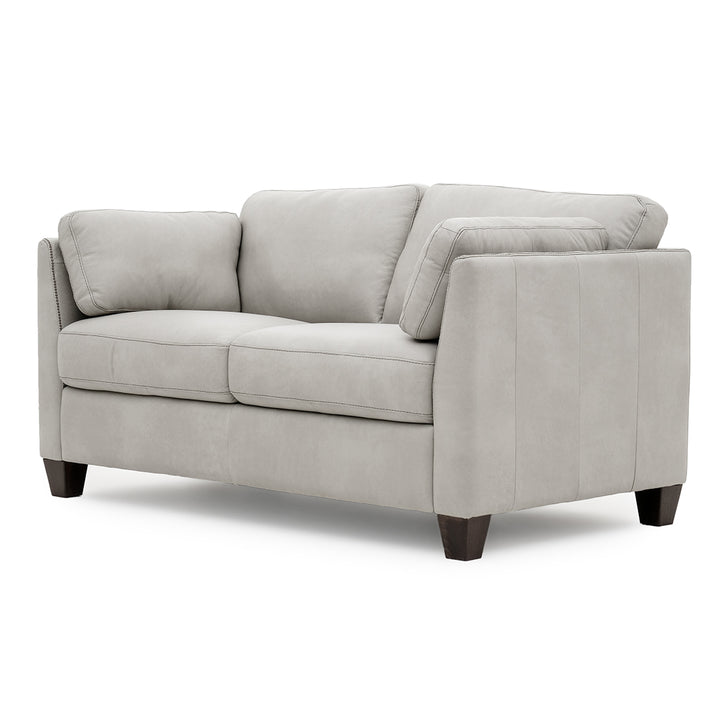 Neal Leather Loveseat Light Grey
