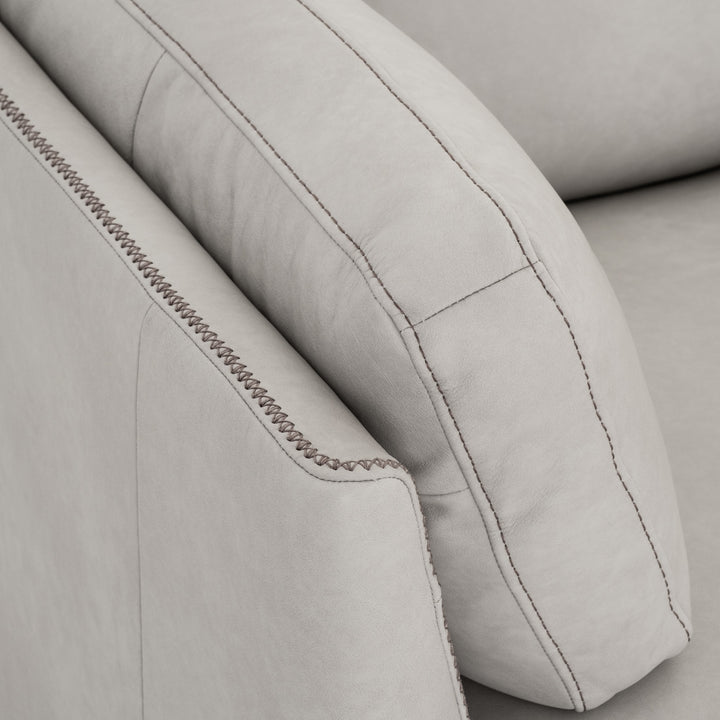 Neal Leather Sectional Sofa Light Grey