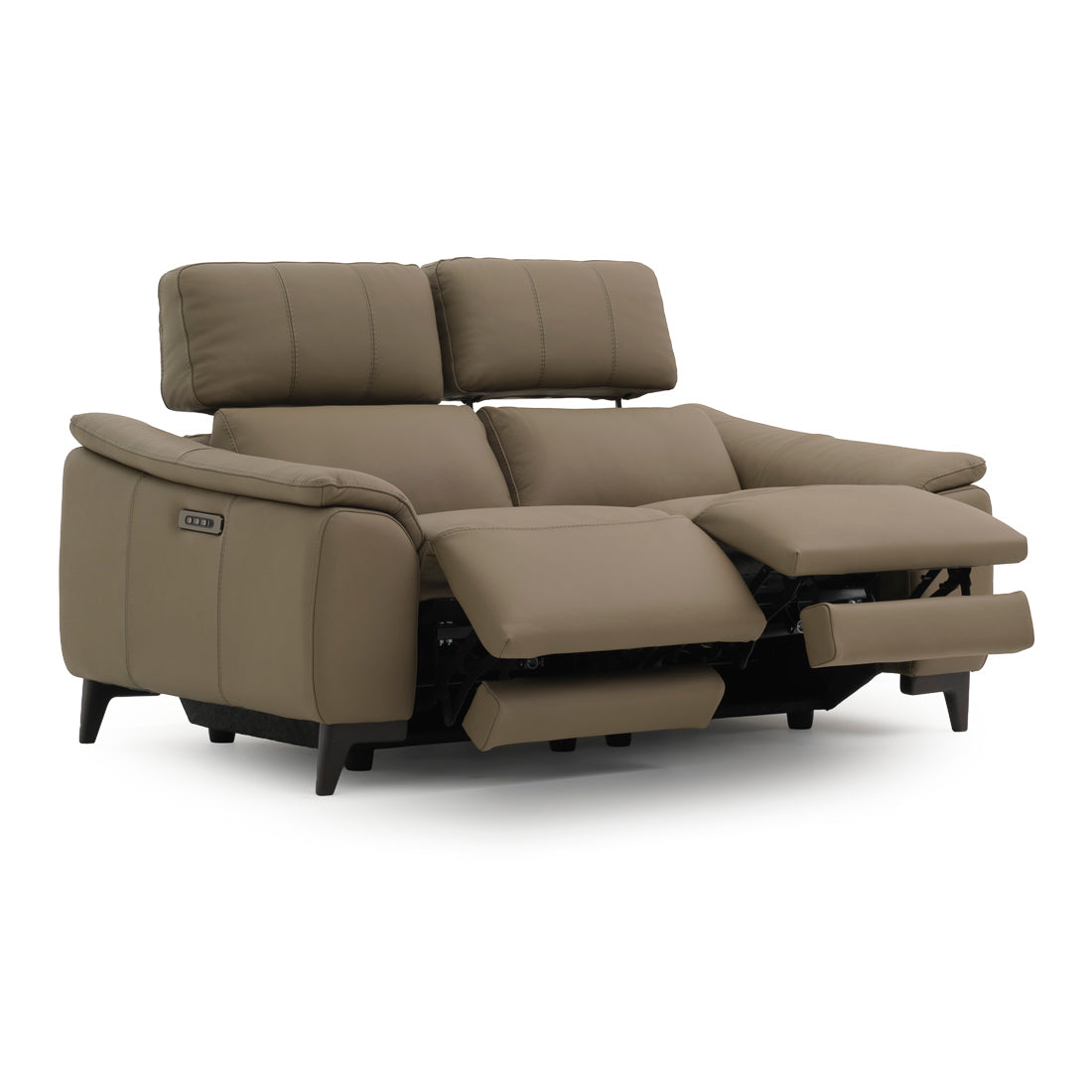 Nicola Leather Reclining Loveseat Taupe