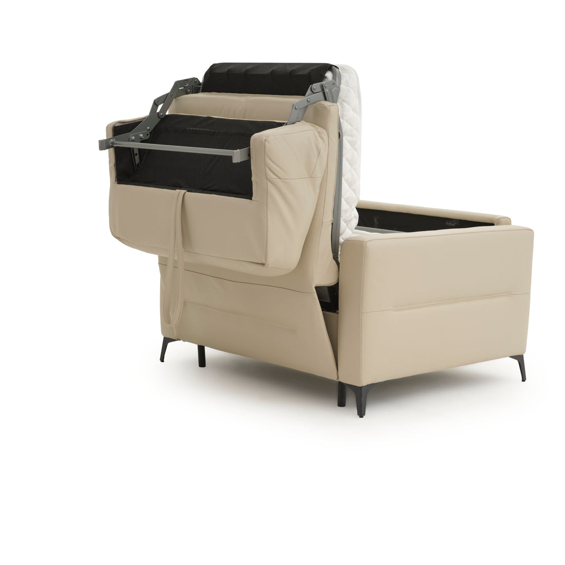 Elati Leather Single Sofa-Bed Beige