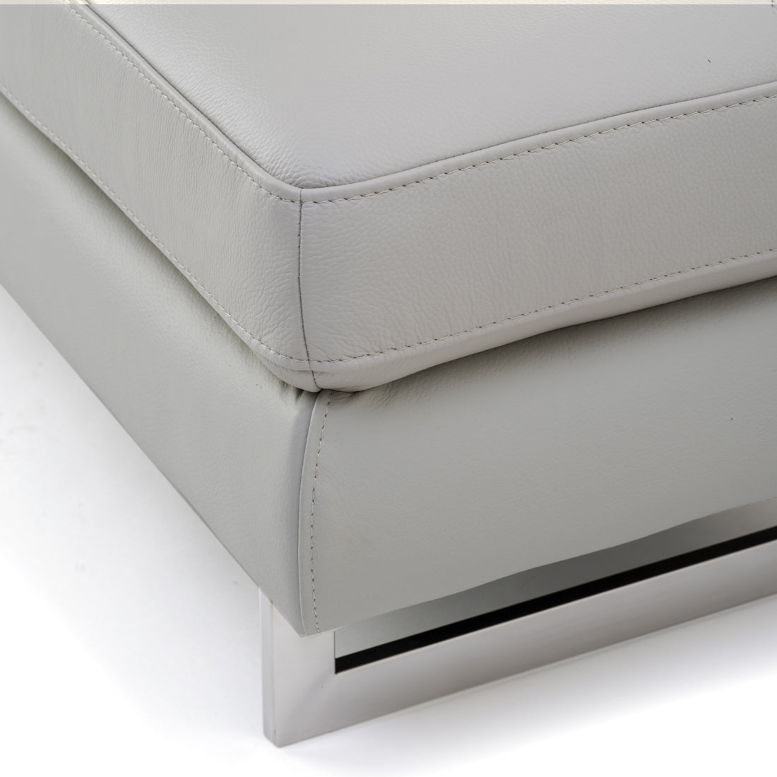 Rockland Leather Ottoman Light Grey