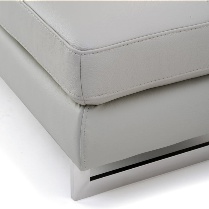 Rockland Leather Ottoman Light Grey