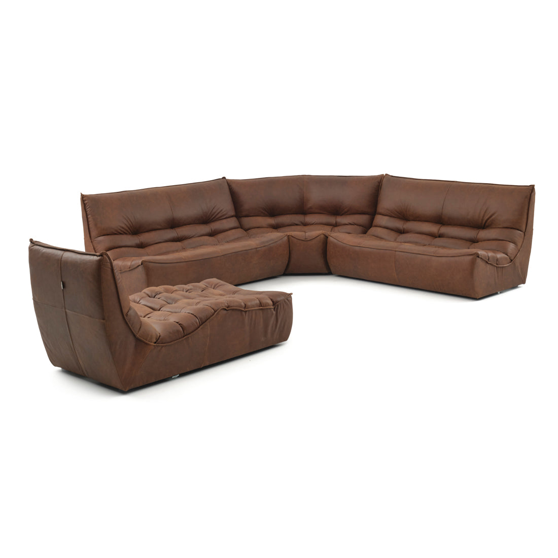 Nesto Leather Modular Set Dark Brown