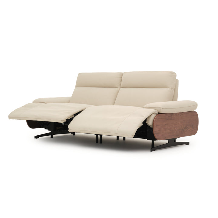 Ellery Leather Reclining Sofa Beige