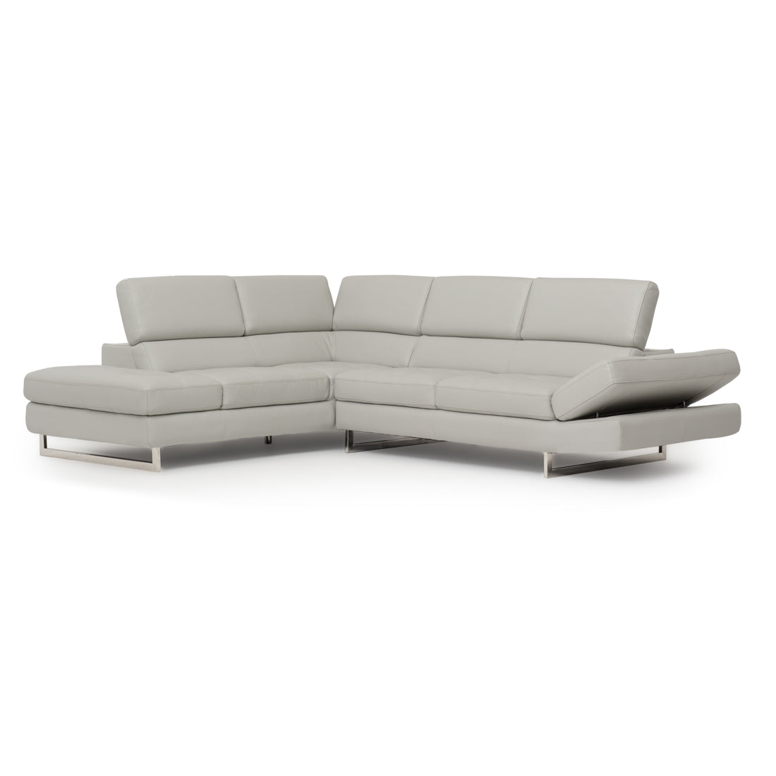 Rockland Leather Sectional Sofa Light Grey