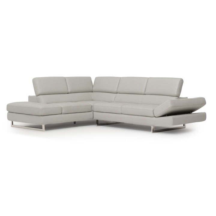 Rockland Leather Sectional Sofa Light Grey