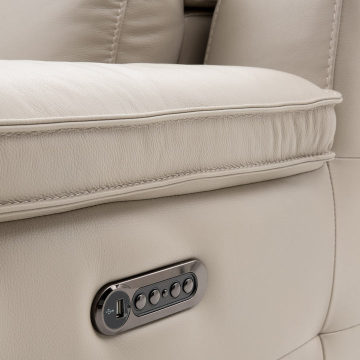 Nova Leather Reclining Loveseat Beige