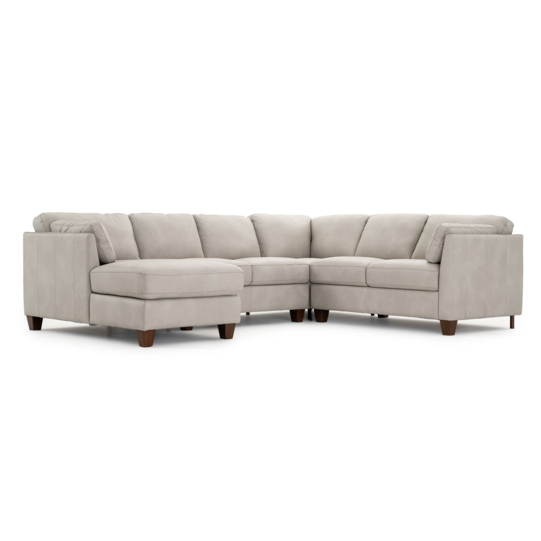 Neal Leather Sectional Sofa Light Grey