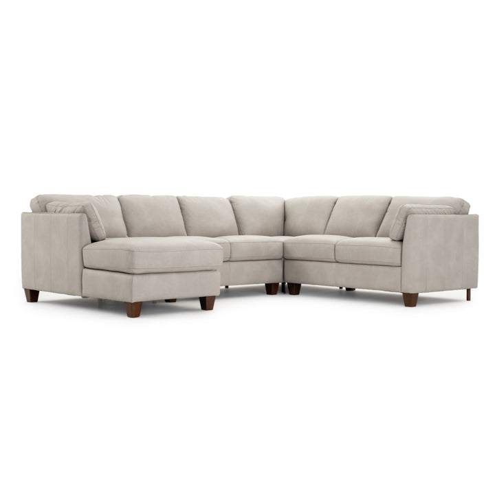 Neal Leather Sectional Sofa Light Grey
