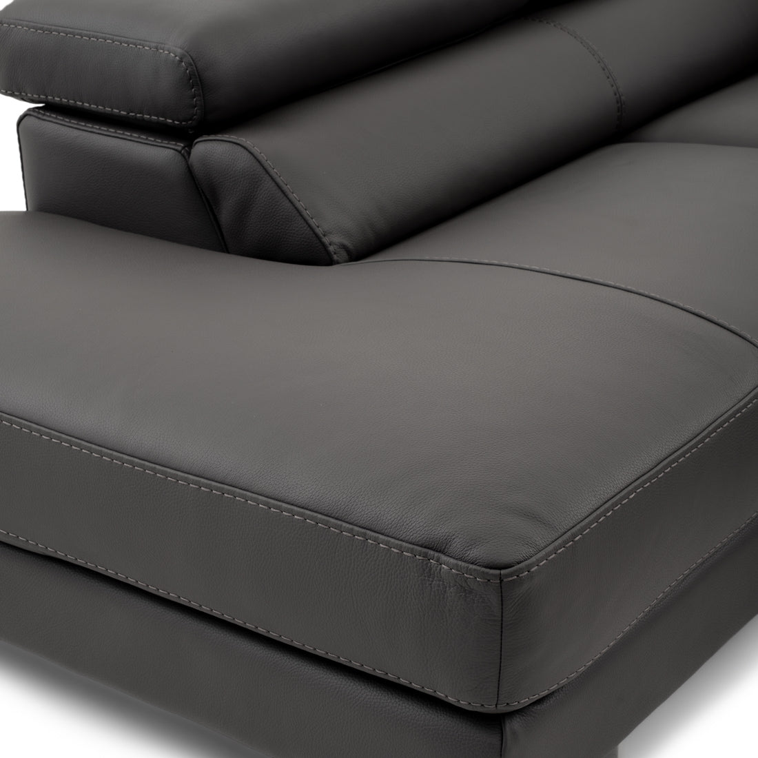 Waller Leather Sectional Sofa Dark Grey