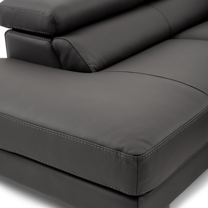 Waller Leather Sectional Sofa Dark Grey