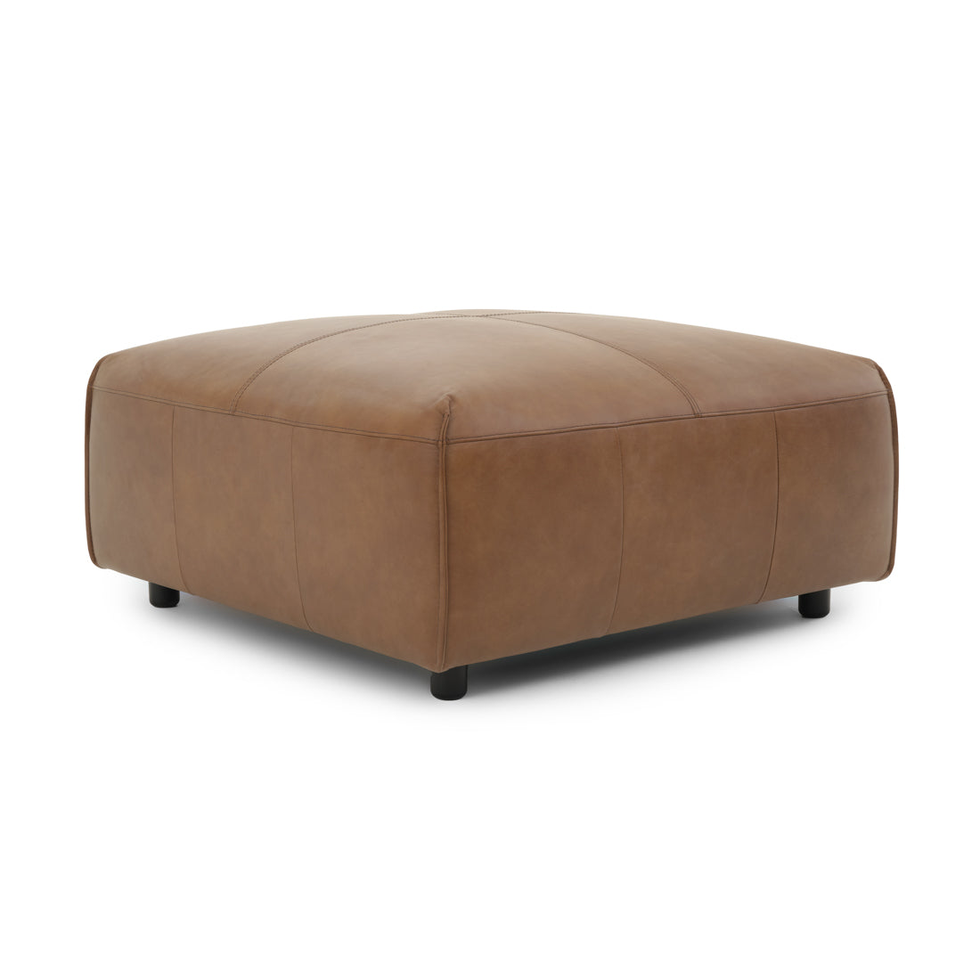 Nessa Leather Ottoman Dark Brown