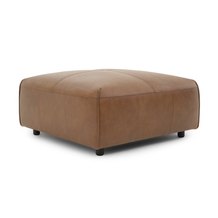 Nessa Leather Ottoman Dark Brown