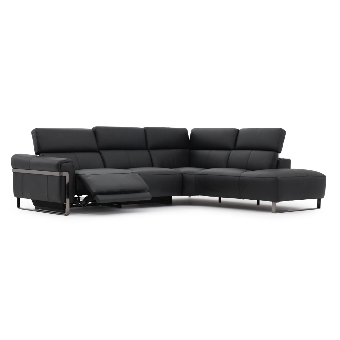 Wilberta Leather Sectional Sofa Black