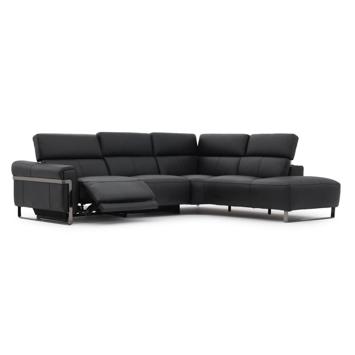 Wilberta Leather Sectional Sofa Black