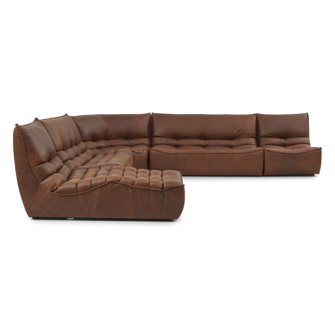 Nesto Leather Modular Set Dark Brown