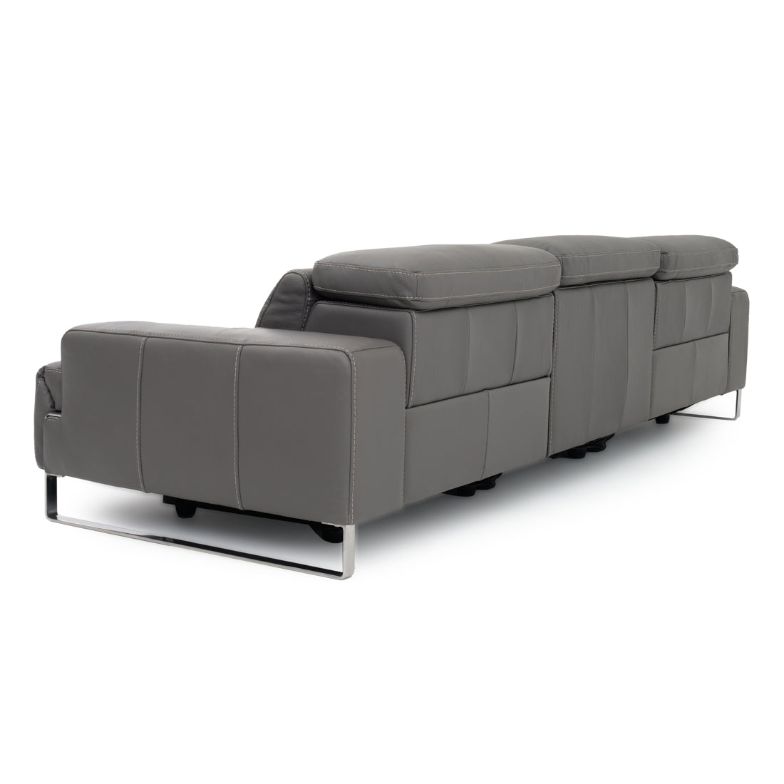 Warley Leather Reclining Sofa Light Grey