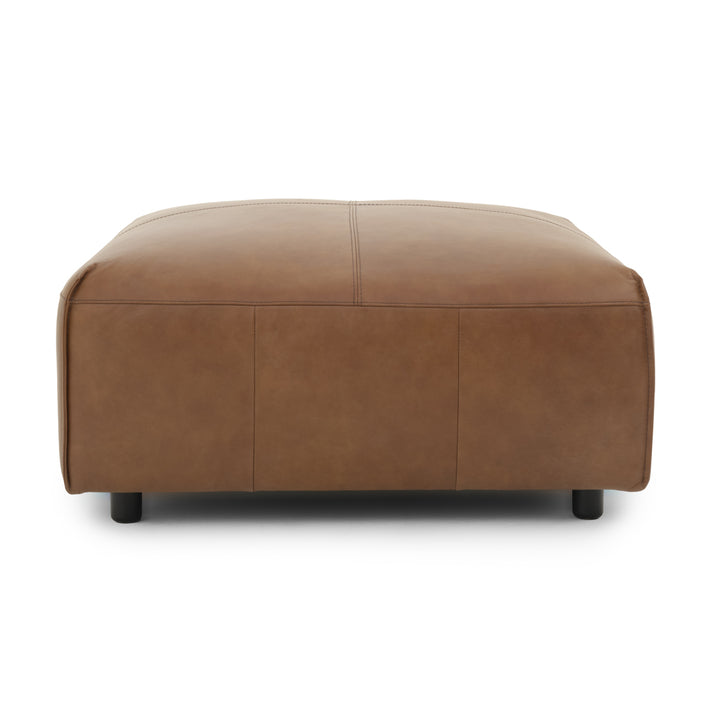 Nessa Leather Ottoman Dark Brown