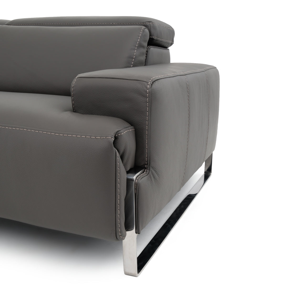 Warley Leather Reclining Sofa Light Grey