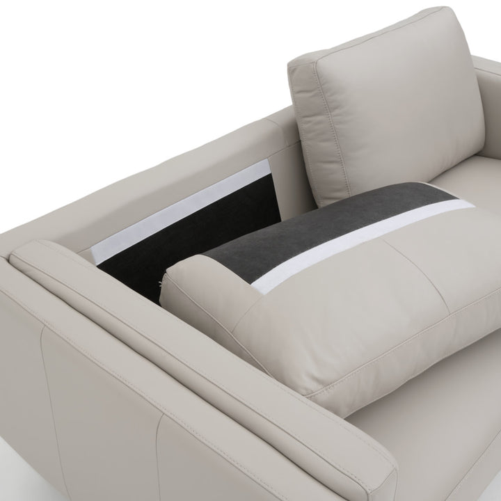 Everly Leather Loveseat Light Grey