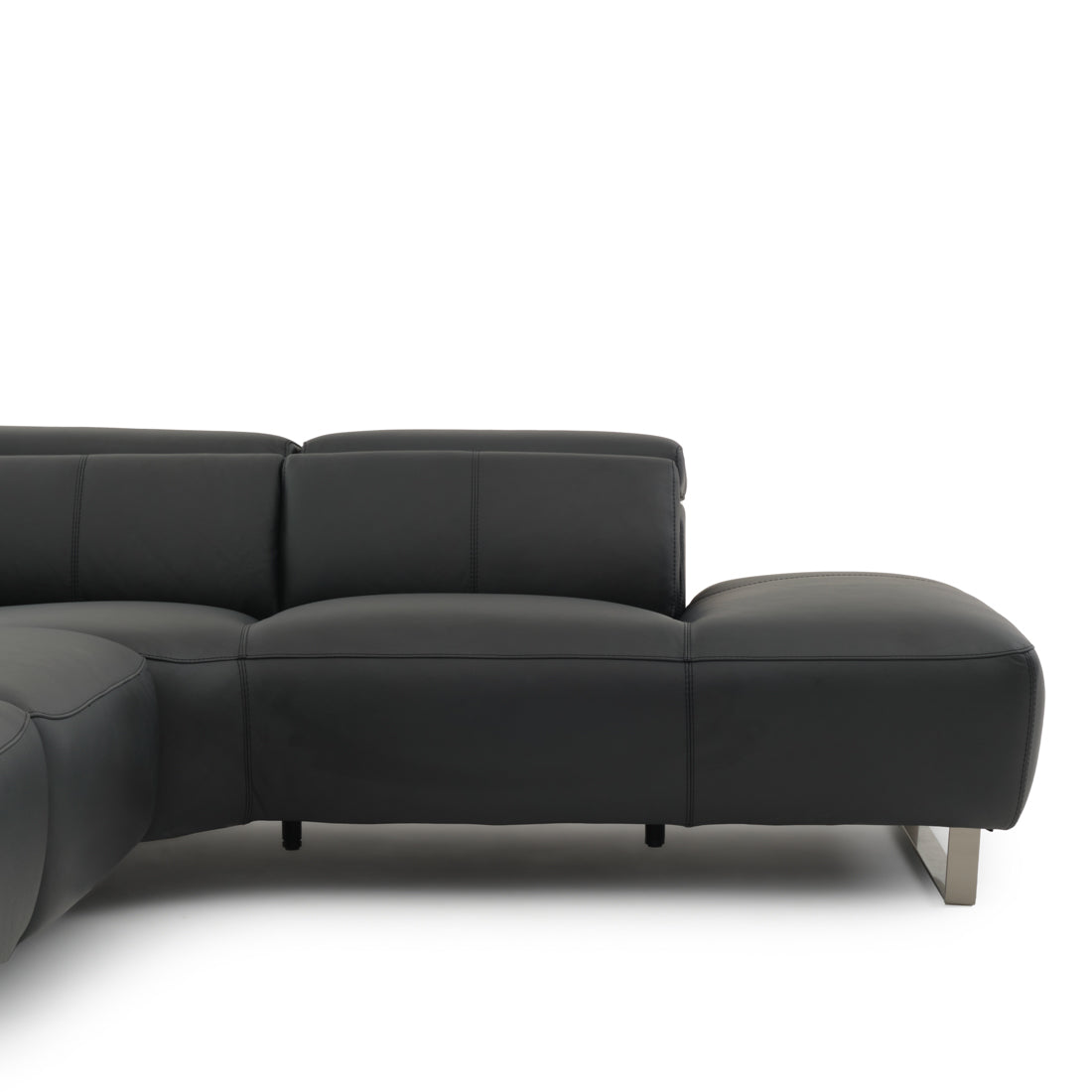 Wilberta Leather Sectional Sofa Black