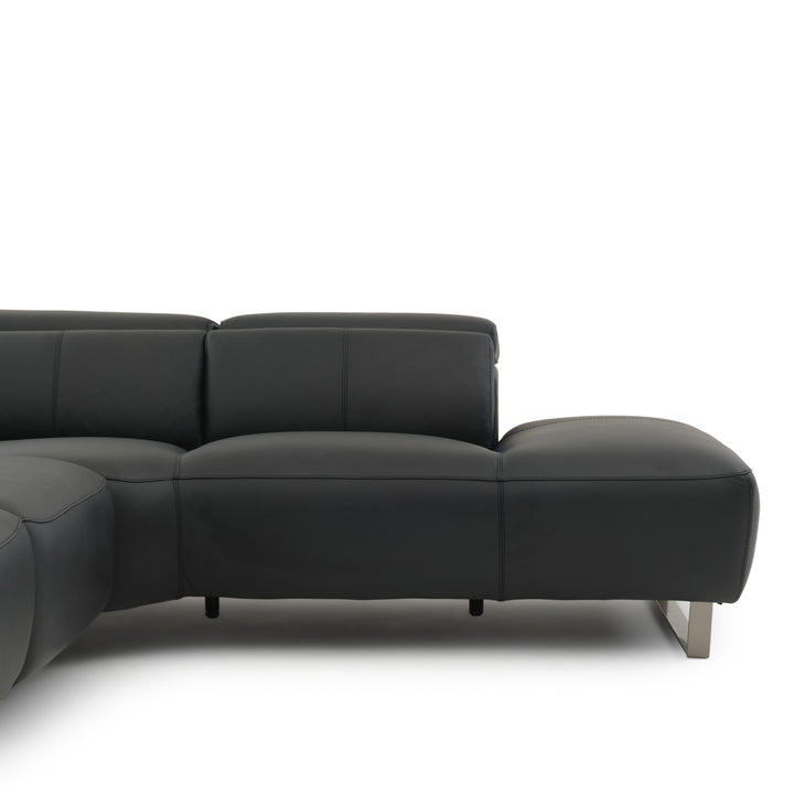 Wilberta Leather Sectional Sofa Black